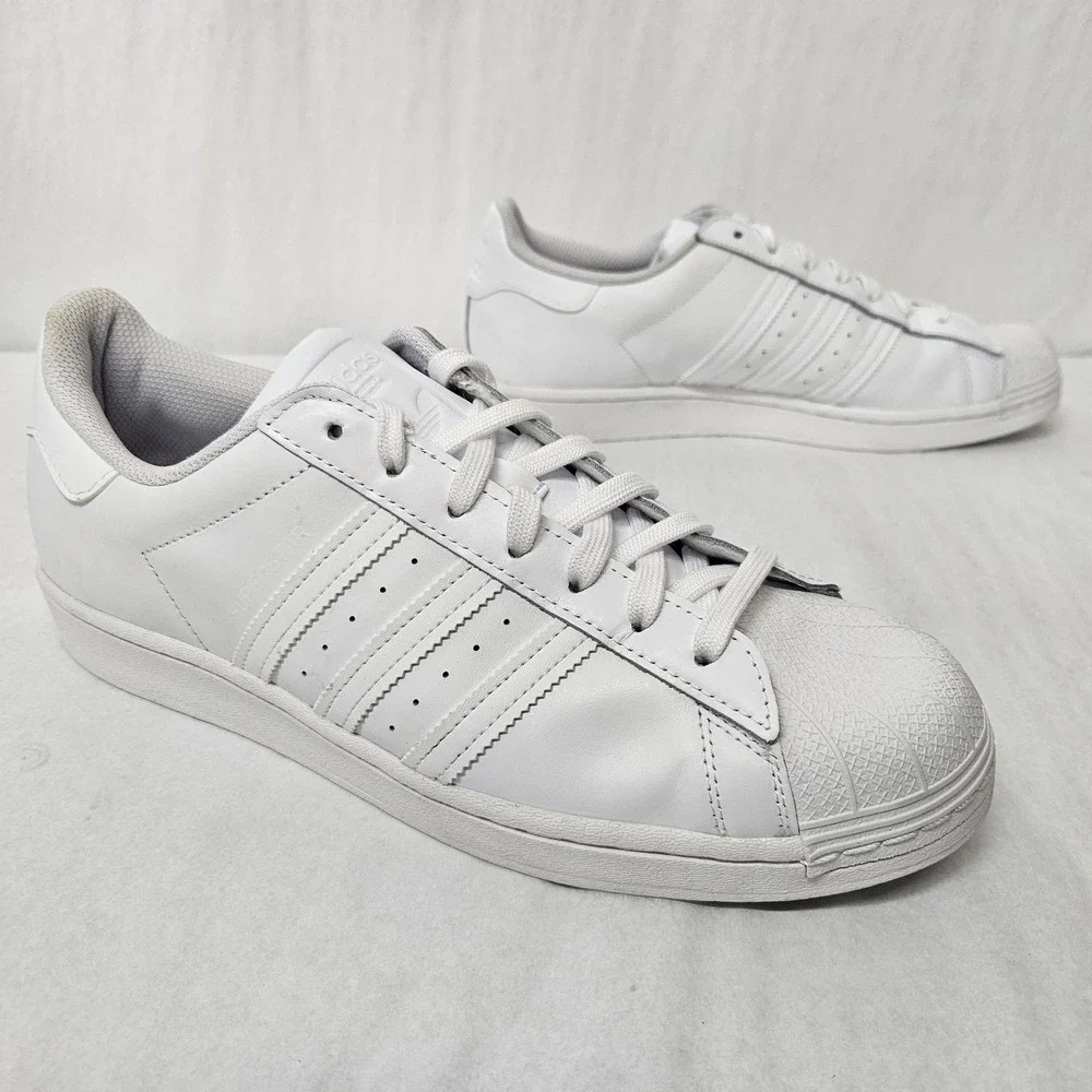 Adidas Superstar Sneakers Leather Shell Toe EG4960 Triple White Mens Size 11